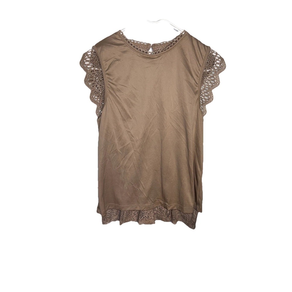 Cable & Gauge Bohemian Embroidered Lace Top Keyhole Back Lined Stretchy Size M - Picture 6 of 9
